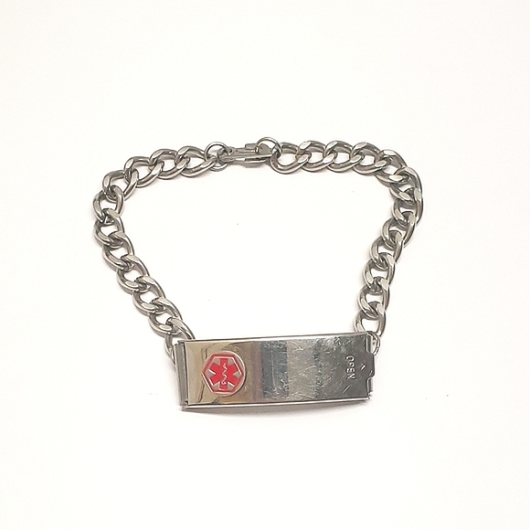 Vintage Medilog ID Bracelet Medi Alert ID Bracelet Red Rod of Asclepius Symbol - Picture 2 of 9